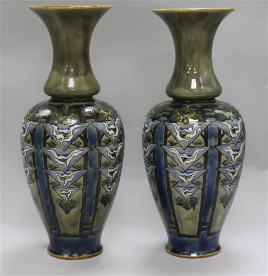 Eliza Simmance for Royal Doulton. A pair of blue-grey ground vases,